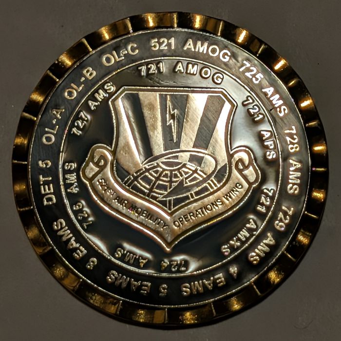 521st Air Mobility Operations Group multi-unit AMS ring coin (721 / 725 / 728 series) challenge coin obverse