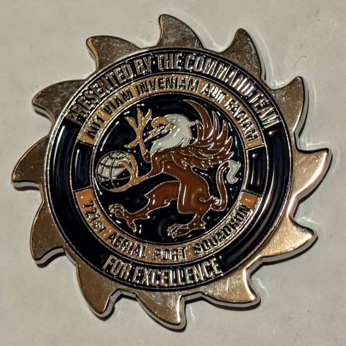 721st Aerial Port Squadron motto coin (Aut Viam Inveniam) - provisional challenge coin obverse