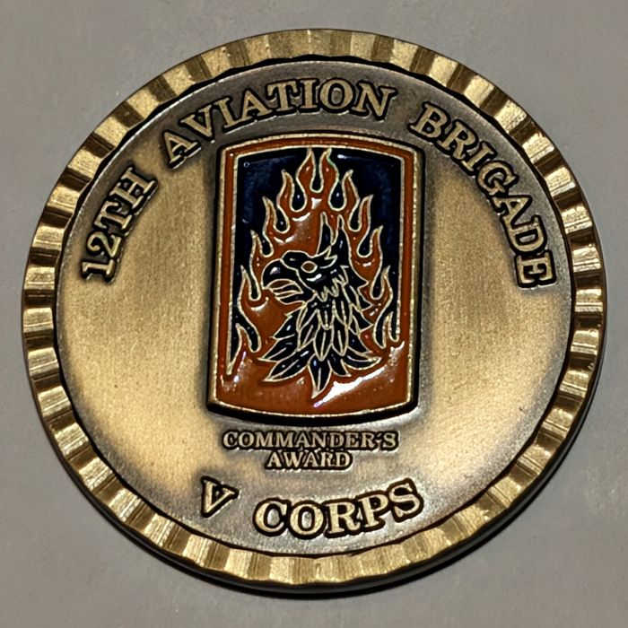 V Corps 12th Commander's Award challenge coin challenge coin obverse