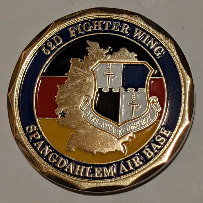 52d Fighter Wing Seek Attack Destroy coin (partial OCR) challenge coin obverse