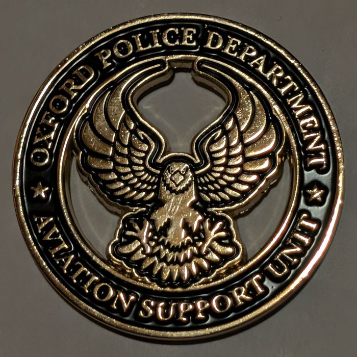 Oxford Police Department Aviation Support Unit challenge coin obverse