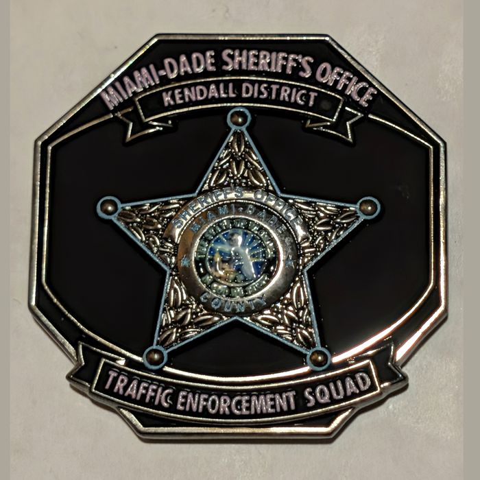 Miami-Dade Sheriff's Office Kendall District Traffic Enforcement Squad (STOP) challenge coin reverse