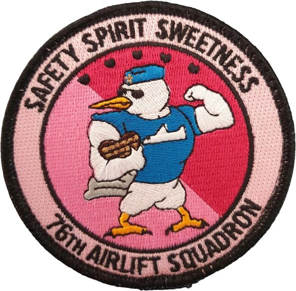 76th Airlift Squadron - 'Safety Spirit Sweetness' (pink morale) (morale (embroidered, pink)) patch
