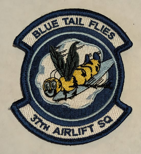 37th Airlift Squadron - 'Blue Tail Flies' (full color) (full-color (embroidered)) patch