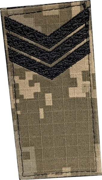 Ukrainian MM14 pixel-camo rank patch - 3 chevrons (darker) (rank insignia) patch