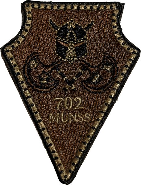 702nd Munitions Support Squadron - spade / helmet & axes (subdued) (OCP) patch