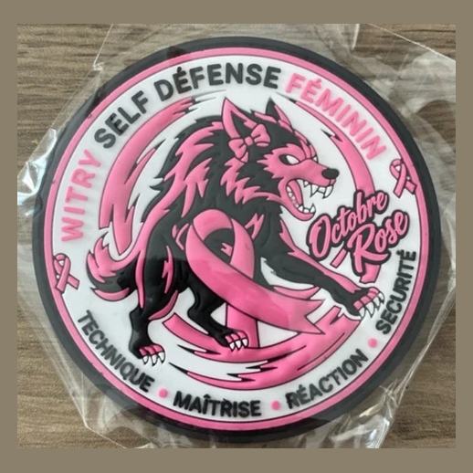 Witry Self Défense Féminin - 'Octobre Rose' pink wolf (PVC) (PVC (Octobre Rose, breast cancer awareness month)) patch