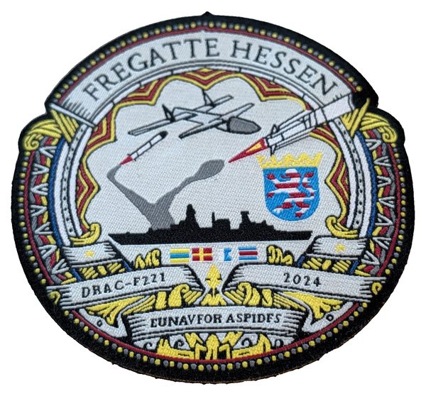 German frigate Hessen (F221), EUNAVFOR Aspides 2024 (full-color) patch